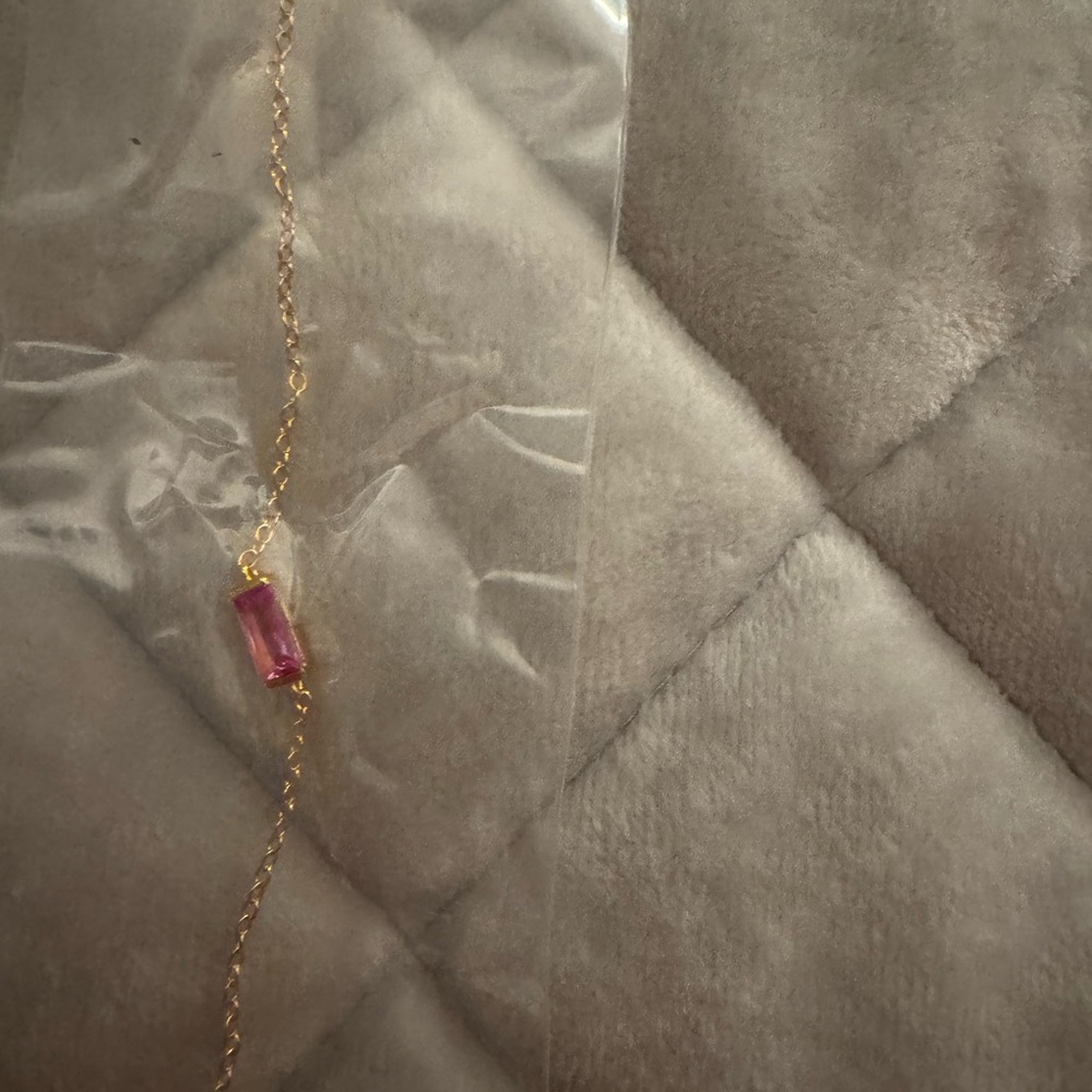 Pink Tourmaline Baguette Birthstone Bracelet (October birthstone, pink) - Picture 5 of 6